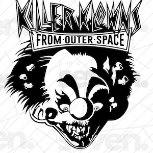 Archivo SVG de corte PNG de payasos asesinos del espacio exterior Descarga digital / Imágenes prediseñadas de payasos de películas de terror para Cricut, silueta / Arte de circo de Halloween
