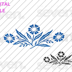 PNG SVG floral vintage inspirado en Pyrex, decoración de cocina retro, archivo de corte digital de arte popular bohemio, SVG de flores cottagecore, descarga instantánea