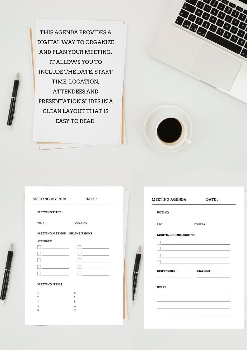 Meeting Agenda Template Meeting Minutes Form Board Meeting - Etsy Meeting Agenda Template Meeting Minutes Form Board Meeting - Etsy