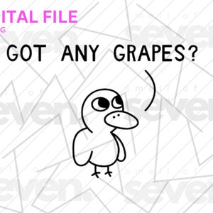 Hast du Weintrauben? Ente ging zum Limonadenstand Niedliche Cartoon Ente Meme SVG PNG Digital Cut Datei für Shirts und Kunsthandwerk