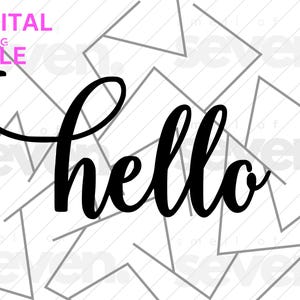 Archivo Svg Png de Hola simple/Fuente de script/Calcomanía para puerta de entrada, Decoración minimalista para el hogar estilo granja DIY, Letrero de madera de bienvenida y plantilla para felpudo