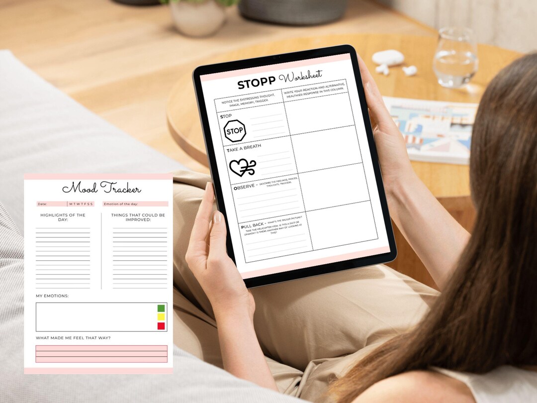 Mindful Anxiety Relief Journal Printable PDF - CBT Wellness Planner 95 ...