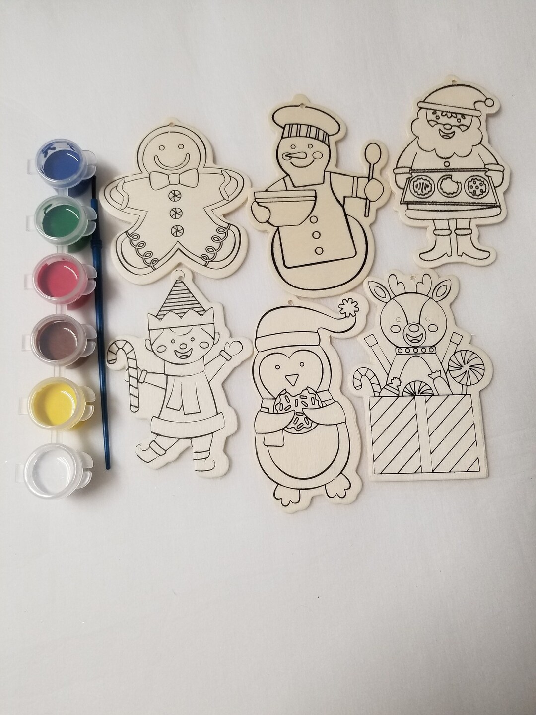 DIY Holiday Ornament Kit Paint Your Own Ornament Kit Wood Etsy