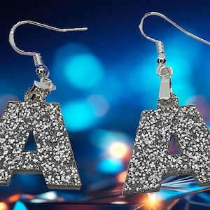Silver Glitter Alphabet Earrings | Sparkling Statement Jewelry | Perfect Gift for Her
