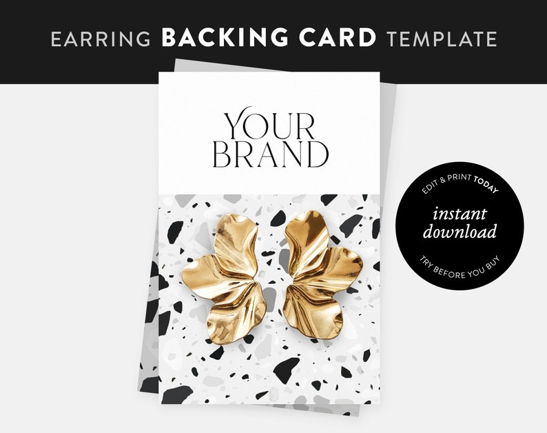 Earring Backing Card Template Printable Backing Card Jewelry Etsy España