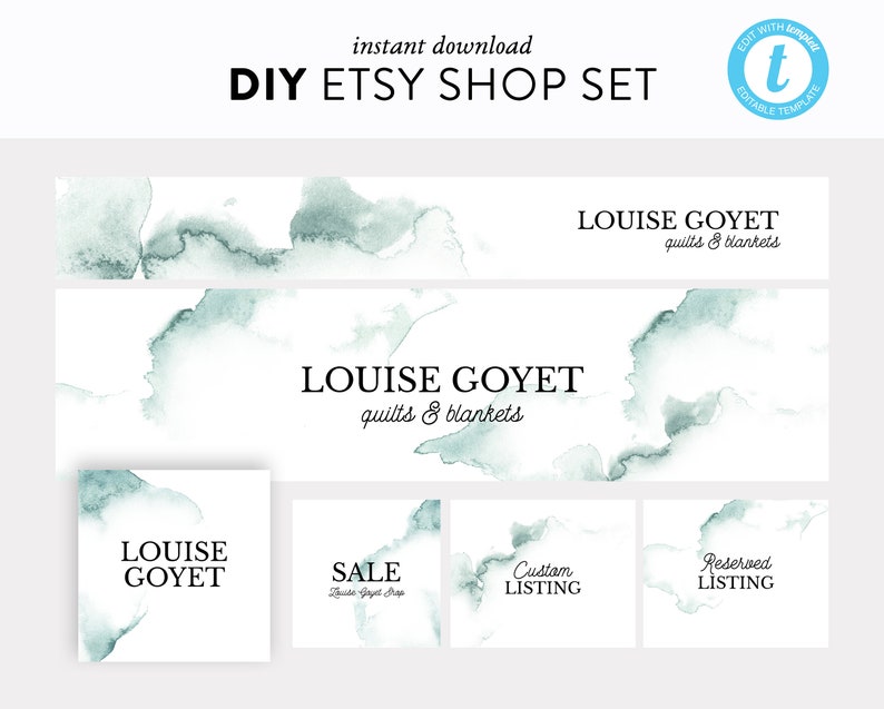 Etsy Shop Set Watercolor Etsy Shop Branding DIY Easy to Etsy
