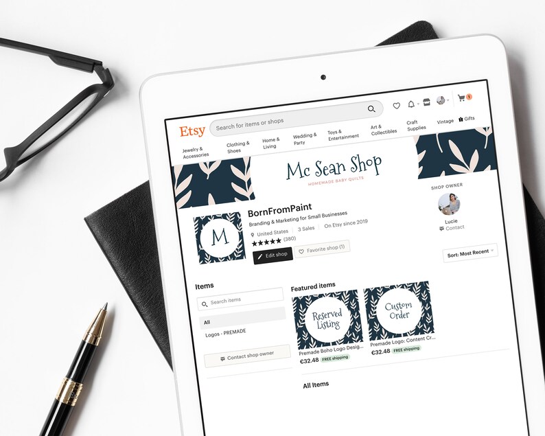 Etsy Shop Set Floral Etsy Shop Branding DIY Easy to Edit Etsy