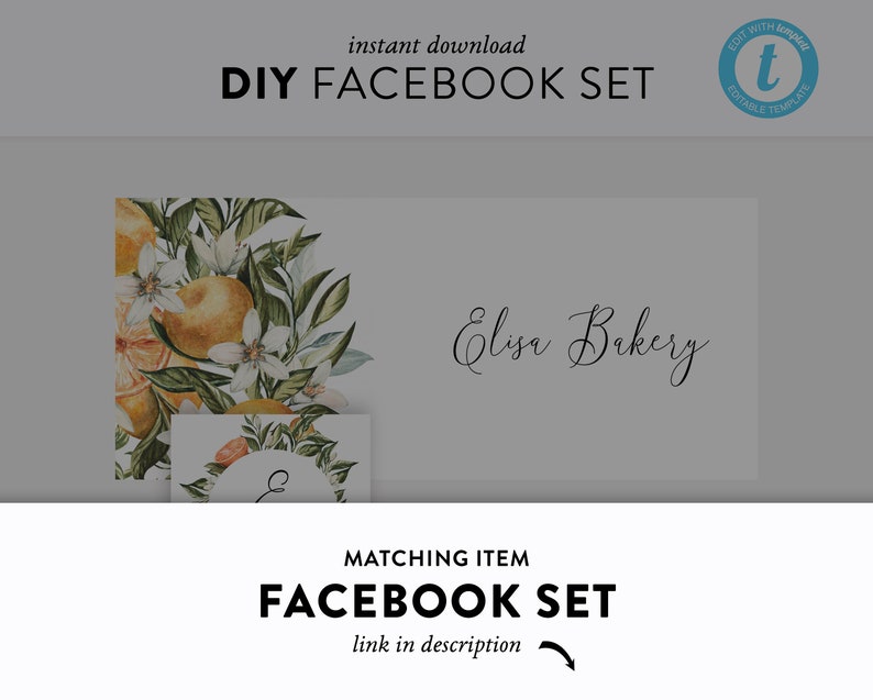 Editable Etsy Shop Kit Templett Etsy Branding Instant Download Watercolor Orange Etsy Shop Branding DIY Easy to edit Etsy Shop Set