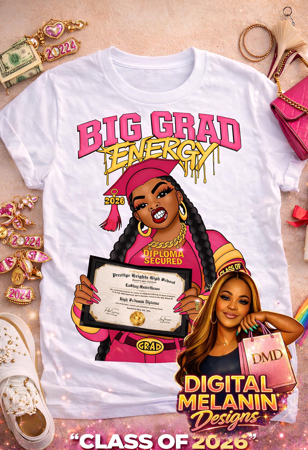 Custom Graduation Shirt | Big Grad Energy, Class of 2026 Personalized ...