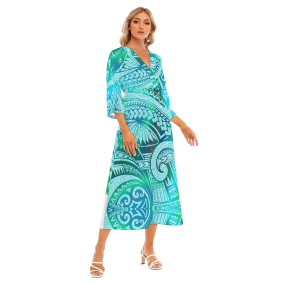 Robe polyn sienne robe longue manches mi longues pour femmes