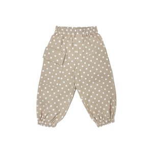Girls Beige Polka Dot Cargo Pocket Pants- koochické