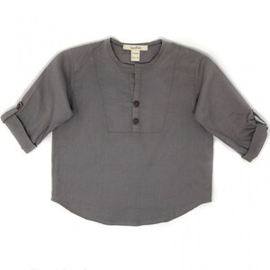 Boys Taupe Three-Quarter-Sleeve Shirt- Koochické