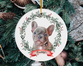 Custom Pet Christmas Ornament: Watercolor Dog Portrait
