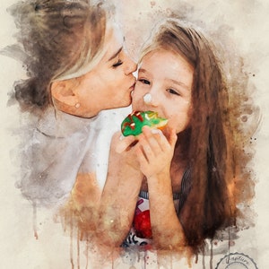 Custom family portrait from Photo. Christmas Gift for family. Custom Portrait.