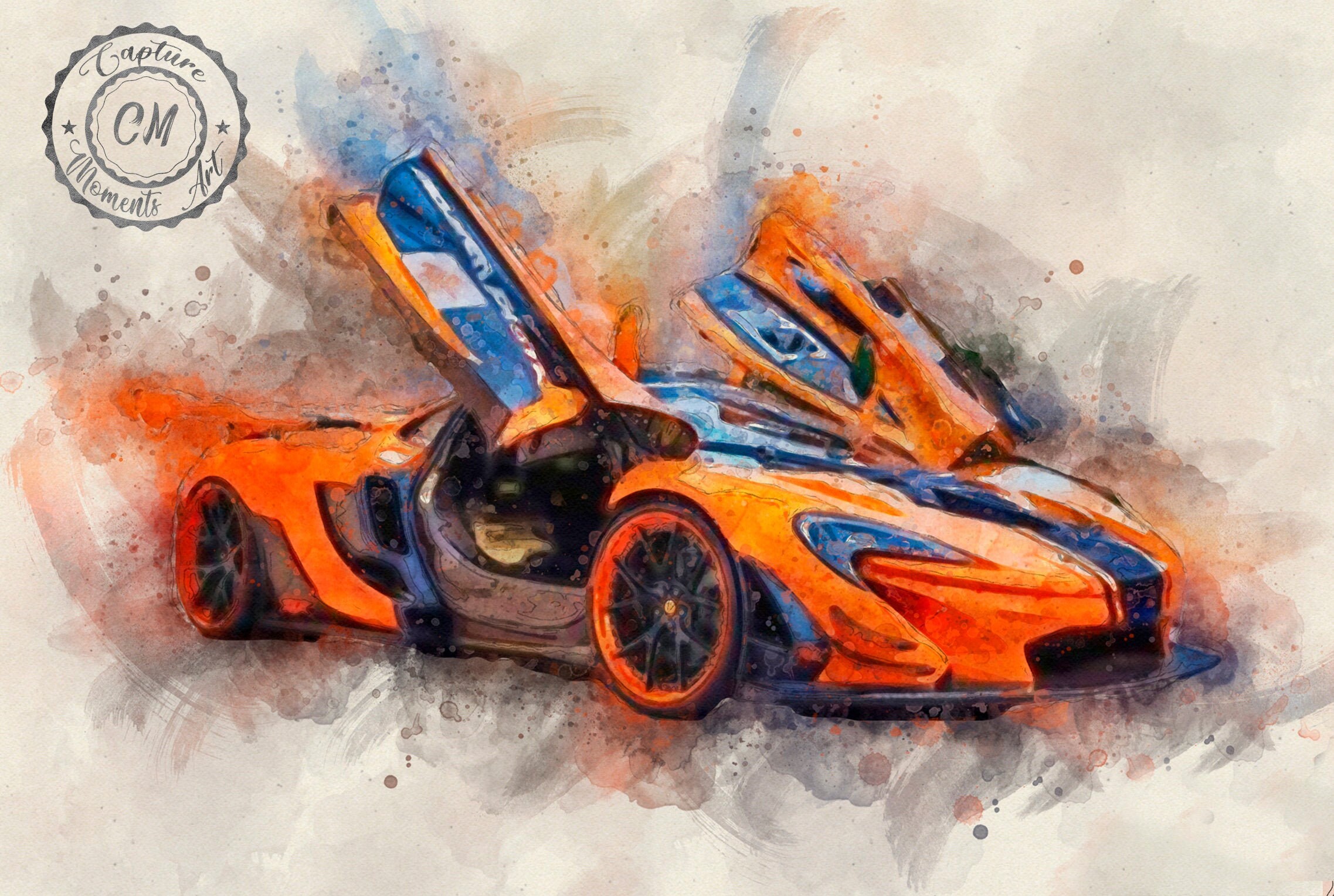 Canvas Portrait Sport Car. Watercolor Portrait Custom Car Etsy