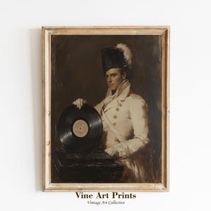 Funny DJ Wall Art, Retro Noble DJ Digital Print, Historical Figure With Vinyl, Vintage Style Music Poster, DJ Decor, Instant Download
