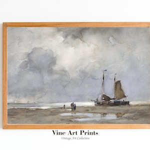 Digital Nautical Oil Painting Print, Art, Maritime Canvas Art, Print, Abstract Seascape Wall Decor, Coastal Living Room Decoration
