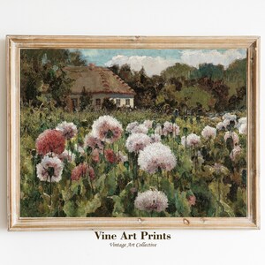 Vintage Farmhouse Landscape Printable, Country Painting Print, Rustic Home Decor, Digital Download