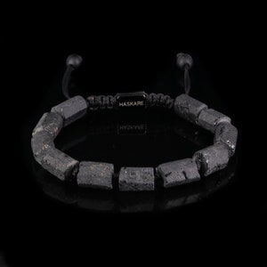 Natuursteen toermalijn kristal armband HASKARE bescherming kristallen ruwe zwarte toermalijn kralen armband energetische healing armband voor angst