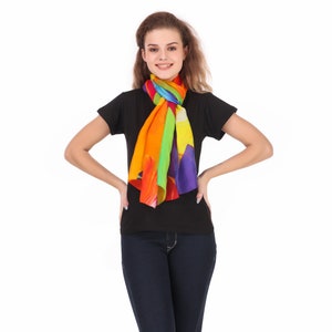 Women&#39;s Silk Scarves | Multi Color Abstract Print Scarf | Modern Printed Scarf | Boho Scarves | Women&#39;s Day Gift For Her | (Free Shipping)