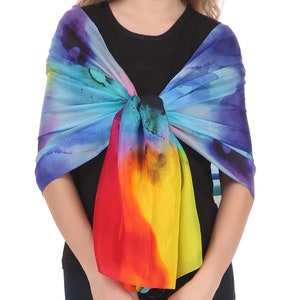 Women&#39;s Soft Silk Scarves | Colorful Abstract Print Scarf | Women&#39;s Scarf | Modern Shawl | Women&#39;s Day Gift | Gift For Her | (Free Shipping)
