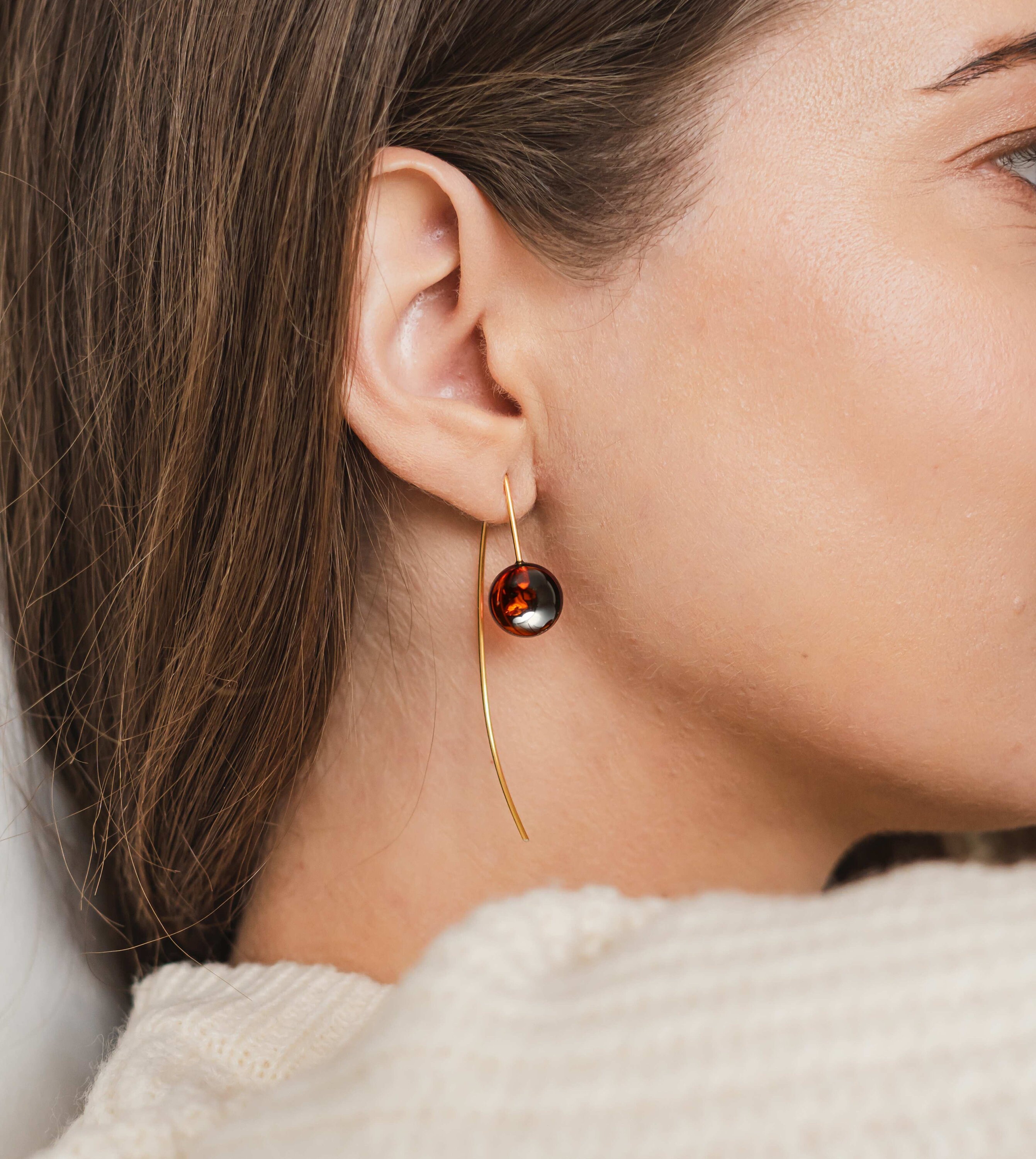 Orecchini in ambra e ciliegia su argento sterling 925