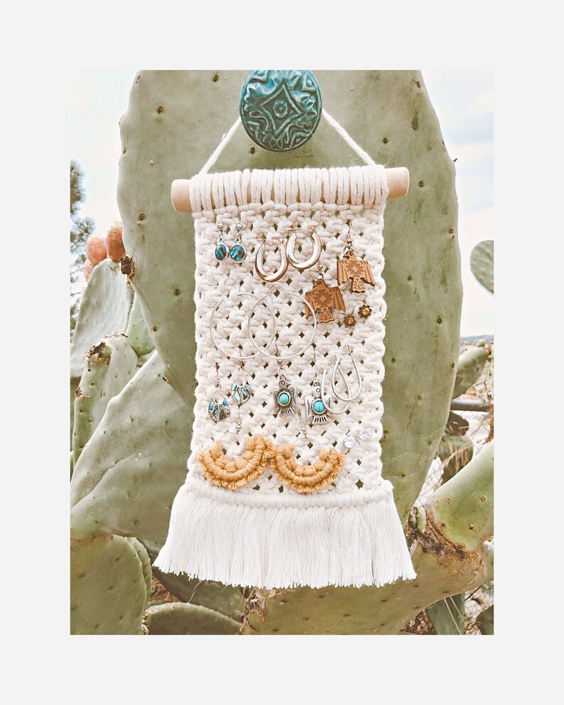Mini Macrame Earring Holder Boho Macrame Wall Hanging Etsy