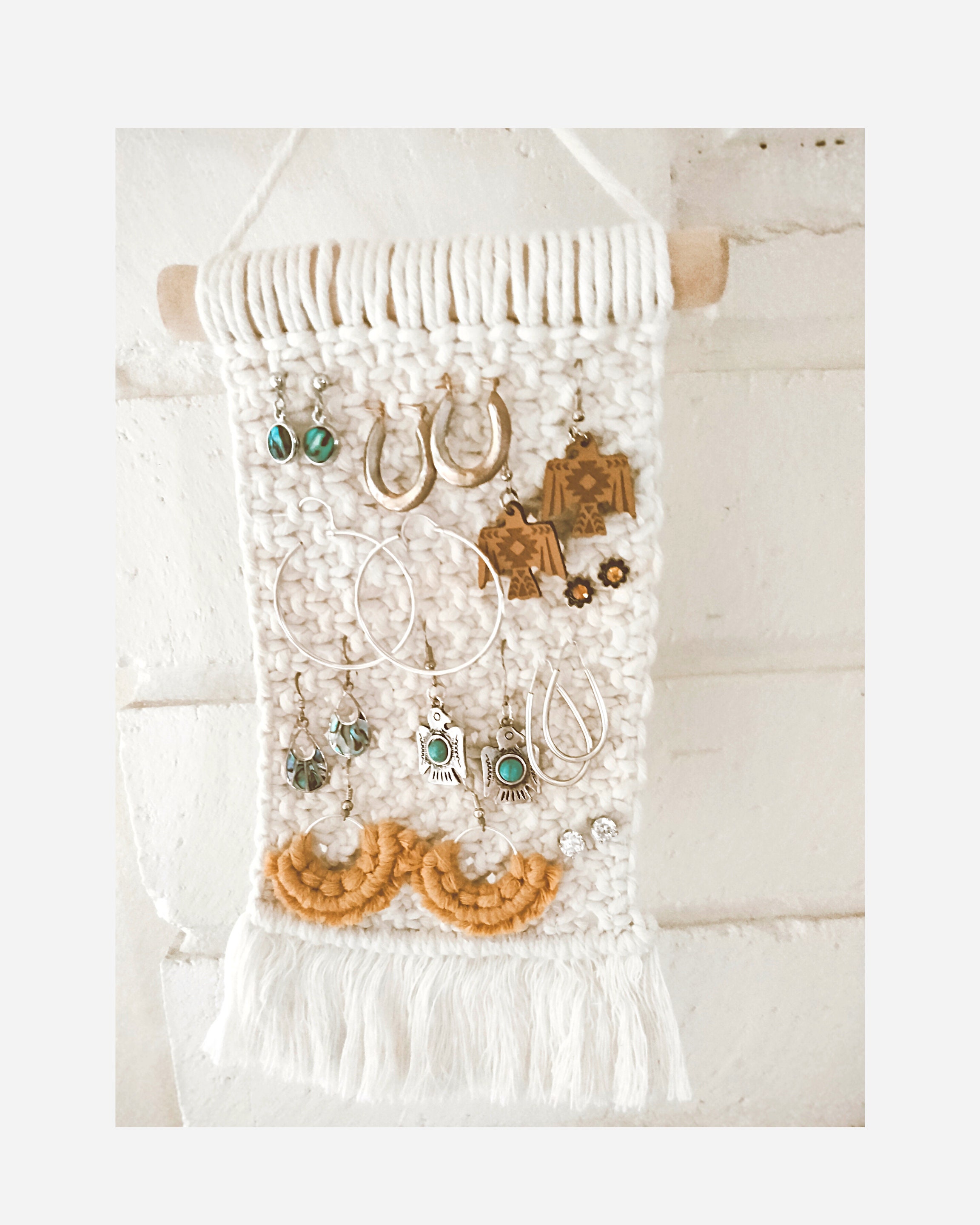 Mini Macrame Earring Holder Boho Macrame Wall Hanging Etsy