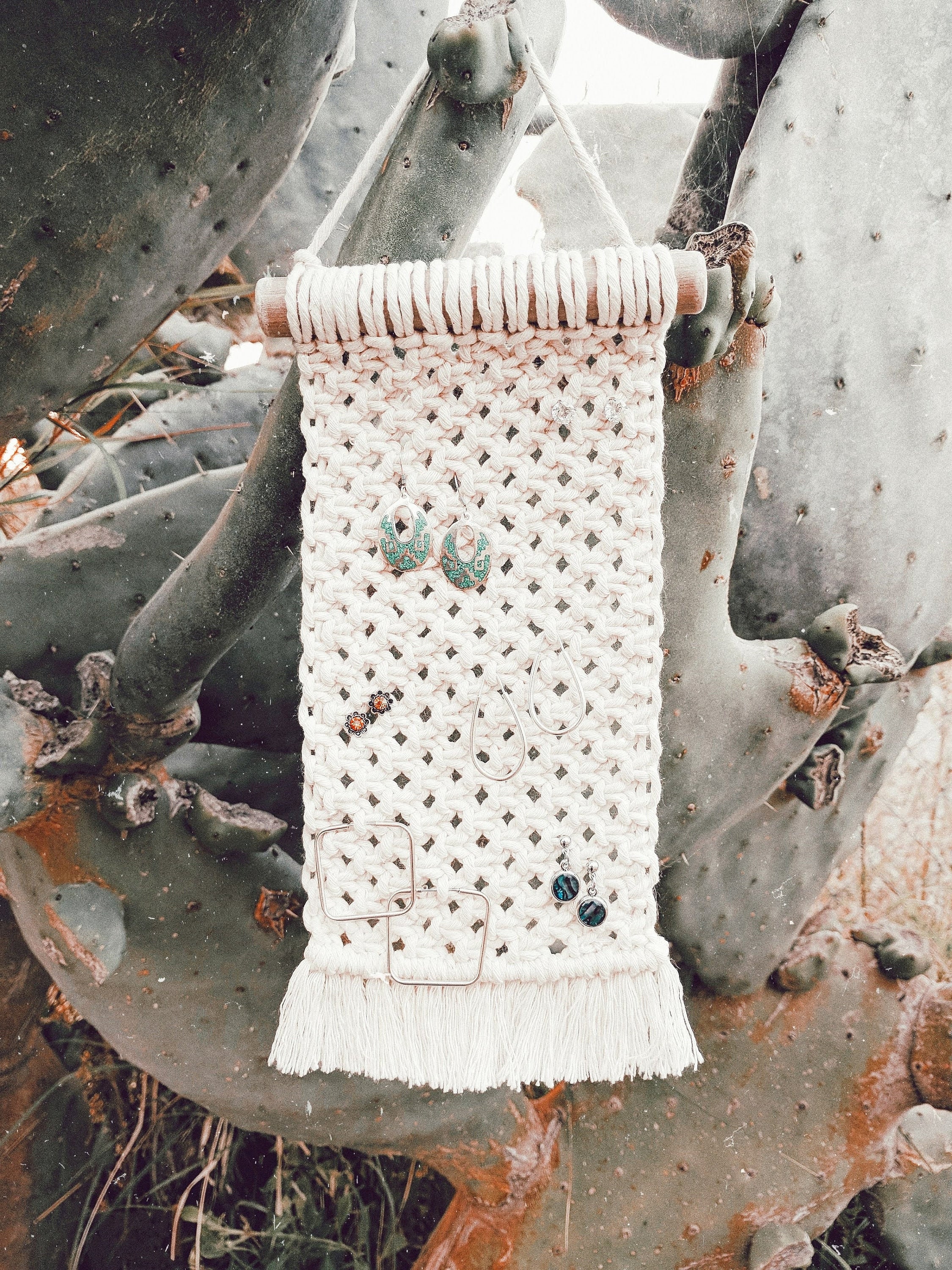 Boho Macrame Jewelry Holder Macrame Earring Holder Macrame Etsy