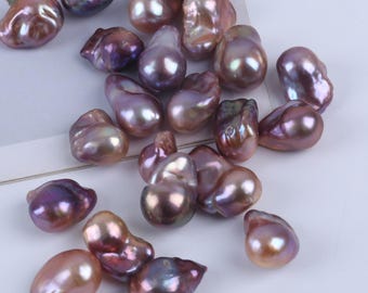 Pendientes grandes de perlas barrocas de agua dulce: par desigual de 15-18 mm