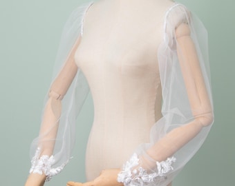 Chantilly Lace Bridal Sleeves: Detachable Fingerless Wedding Gloves