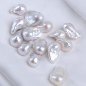 Large Baroque Freshwater Pearl Earrings: 15-18mm Mismatched White Irregular Pearls