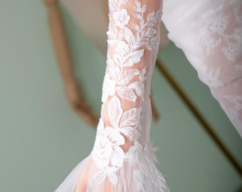 Long Lace Wedding Dress Sleeves Custom Bridal Gloves