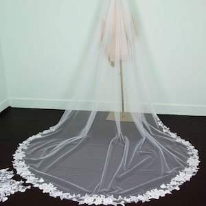 Cathedral Wedding veil Lace wedding veil Lace trim bridal veil 2 tires Fingertip double tiers Veil Catholic Wedding Veil Long bridal veil