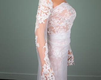 Vintage Inspired Bridal Sleeves: White Lace, Pearl Wedding Gown Sleeves