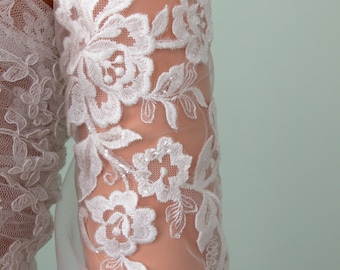 Custom Bridal Gloves Lace Wedding Sleeves Handmade Opera Gloves