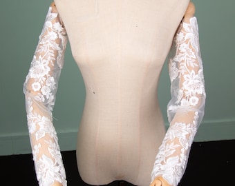 Floral Embroidered Lace Bridal Sleeves: Sheer Tulle Wedding Arm Covers