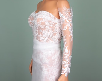 Ctomer ordr Lace Bridal Gloves :  Wedding Sleeves, Minimalist Style