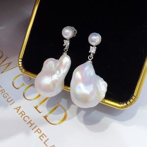 Baroque Pearl Drop Earrings: S925 Sterling Silver, Natural Freshwater Pearl