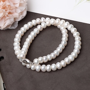 Collar de perlas sin núcleo para mamá, perlas naturales de agua dulce con cierre de plata esterlina S925, colgante irregular, gargantilla, regalo para ella