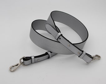 Cuir de VACHE gris Bandoulière réglable en forme de croix avec motif croisé Bandoulière de sac minimaliste