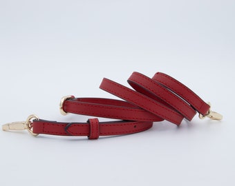 roter Cross-Grain-Leder-Rindsleder verstellbarer Crossbody-Taschenriemen minimalistischer Schultertaschenriemen