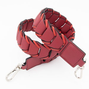 98CMX4.5CM weave bag strap red  bag strap  COW LEATHER crossbody bag strap shoulde leather bag strap