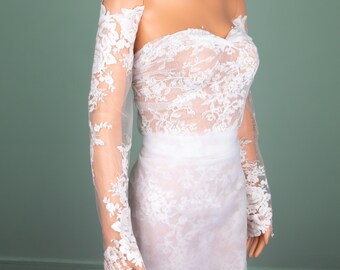 Champagne Lace Tulle Bicep Bridal Sleeves