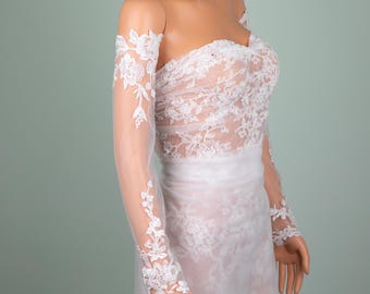 Tight Lace Bicep Bridal Sleeves Detachable Fingerless Gloves