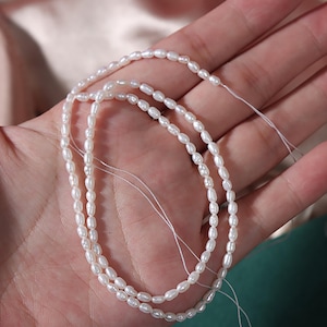 3 mm kleine Reis natürliche Süßwasser echte Perlen (halb fertige lose Perlen) für DIY Schlüsselbund Kette lose Perlen Reis Perlenkette Perle