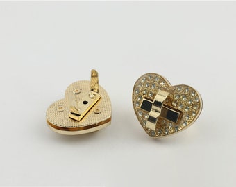 gold heart fashion twist turn lock for purse bag wallet clutch making locks hardware