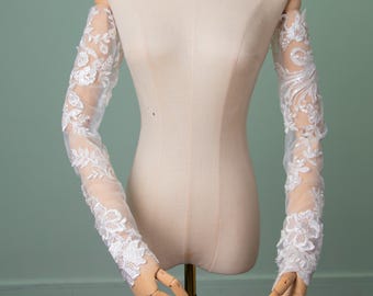 Tulle Lace Bridal Sleeves: Fingerless Removable Wedding Arm Coverings