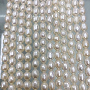 Freshwater white rice pearls,full strand,oval loose pearl beads, genuine pearl, lustrous pearl jewelry,rice pearl wholesale,tear drop