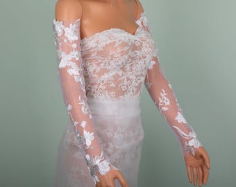 Off Shoulder Bridal Sleeves Long Lace Wedding Sleeves